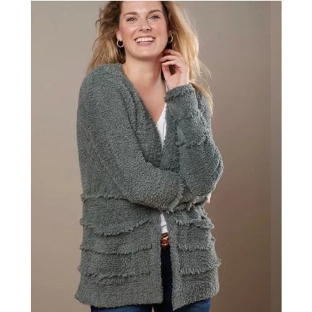 Barefoot Dreams Women Boardwalk Cardigan Green Sage‎ Size Medium